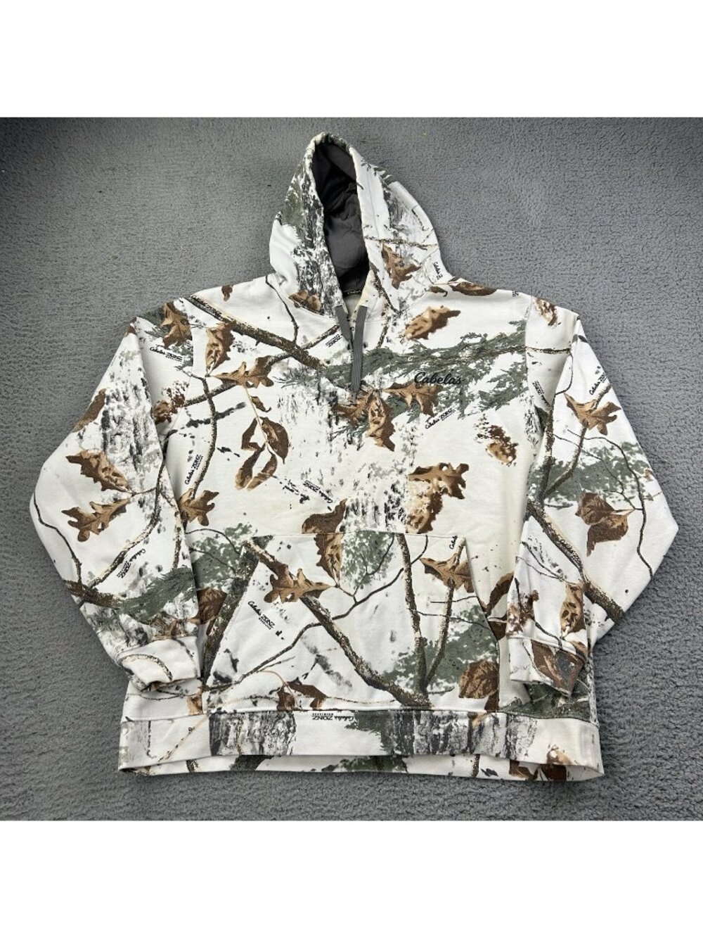 Cabelas Zonz Woodland White Pullover Sweatshirt Hoodie Size 2XL